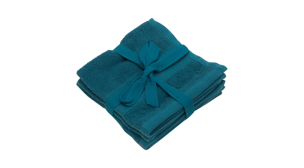 Komplet 3 ręczników bawełnianych turkus 30x30 cm