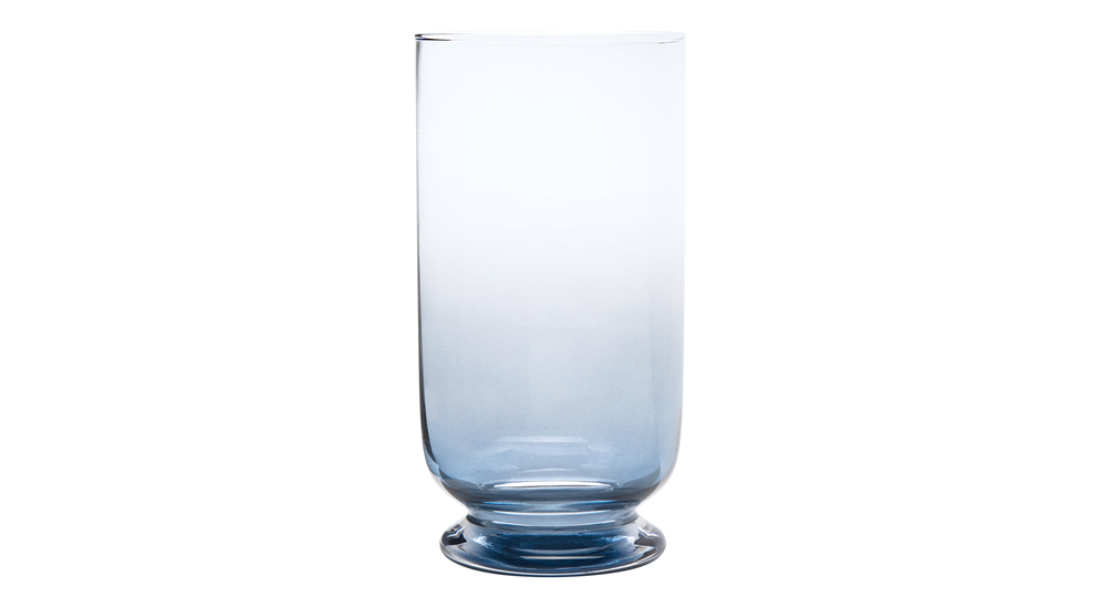 Świecznik szklany PLAMA OMBRE błękit nocy 23 cm