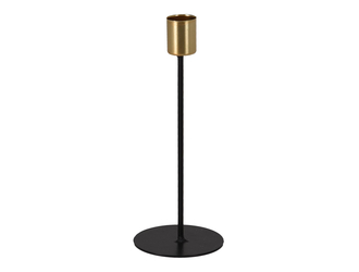 Świecznik metalowy na jedną świecę czarno-złoty 20 cm