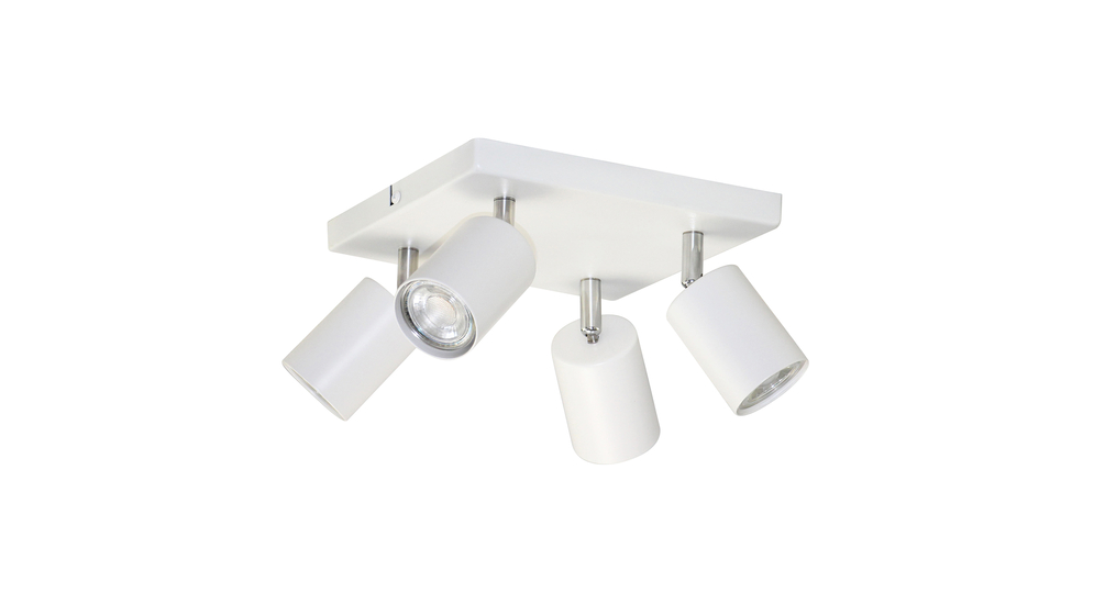 4-punktowy biały model lampy ORO GAVIA posiada oprawę dla żarówek LED typu GU10 o mocy maksymalnej 10W. Umieścisz w nim żarówki o ciepłej, zimnej lub neutralnej temperaturze barwowej.