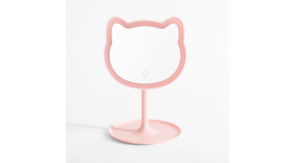 Lustro z oświetleniem LED różowy kot