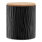 Pojemnik ceramiczny z bambusową pokrywką, czarny TUVO 10,7 cm