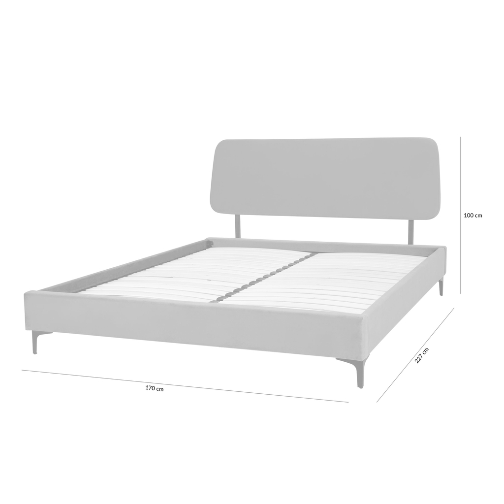 Łóżko szare ze stelażem KONTREXT 160x200 cm