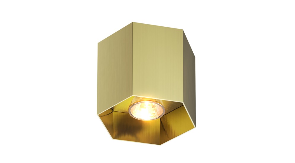 Reflektor natynkowy o geometrycznym kształcie kolor złoty POLYGON CL 1L