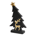 Ozdoba świąteczna CHOINKA  z reniferem czarno-złota 19,6 cm