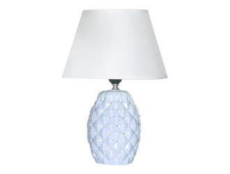 Lampa stołowa z abażurem niebiesko-biała 38 cm