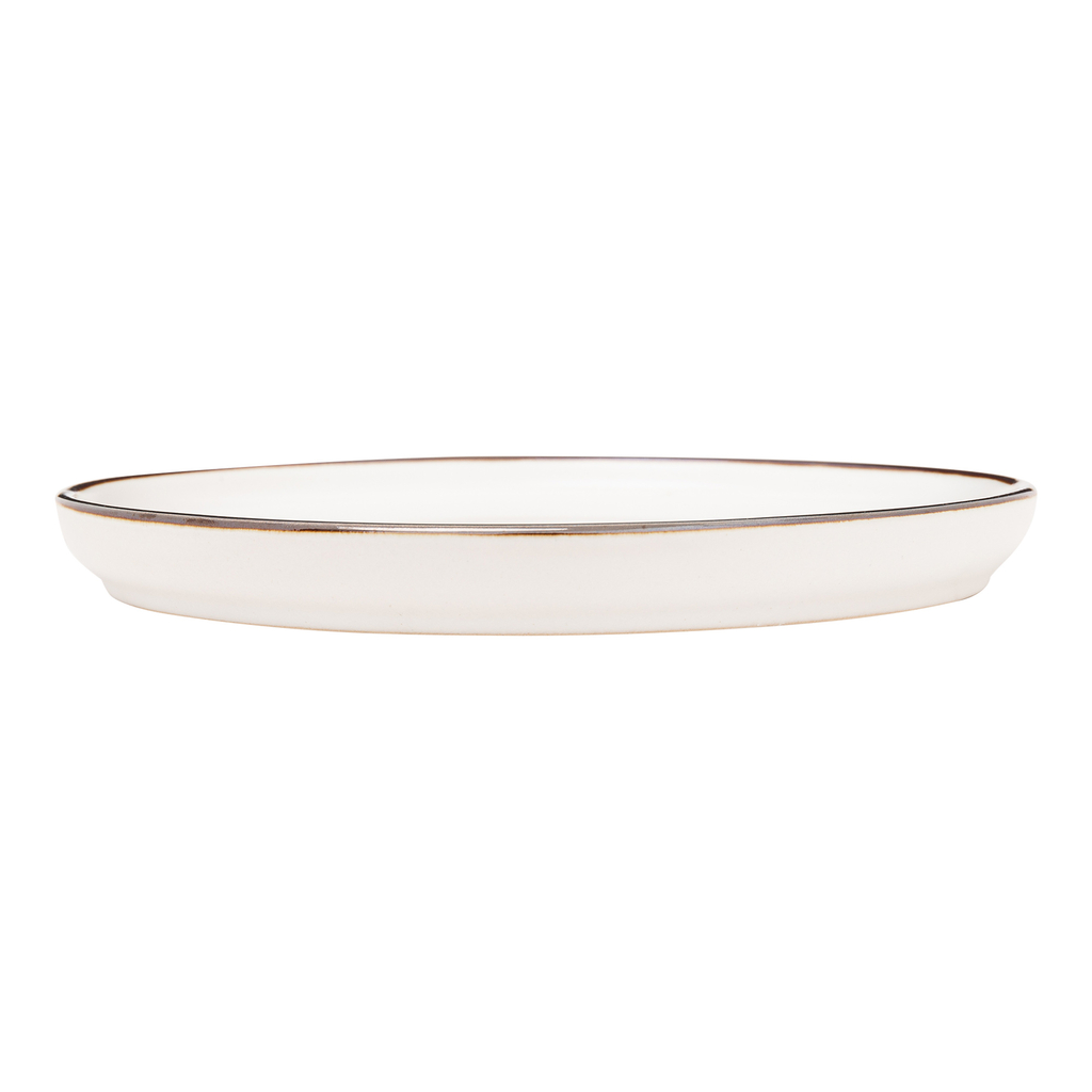 Talerz deserowy ceramiczny biało-złoty RANDO 20 cm