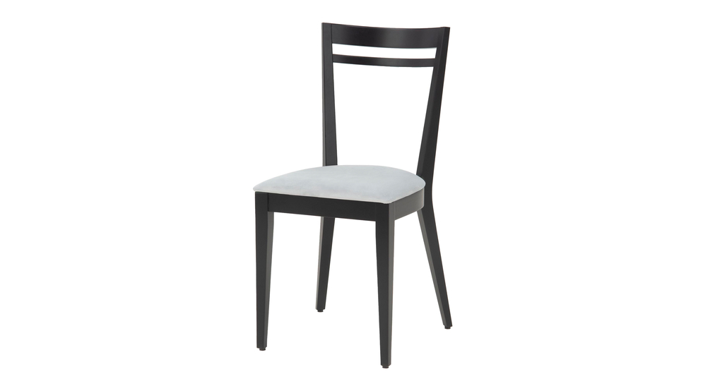 Krzesło drewniane ze srebrnym siedziskiem ERIN