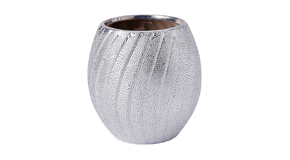 Kubek łazienkowy na szczoteczki ceramiczny srebrny 8,5 cm