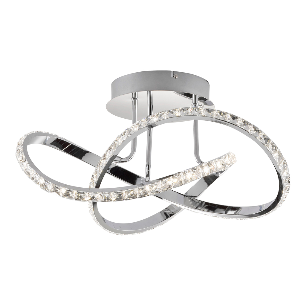 Model sufitowy lampy ABRO przyciąga wzrok niecodziennym kształtem. Akrylowe ozdoby w formie kryształków nadają całości posmaku glamour. 