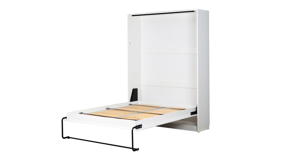 Biały półkotapczan z łóżkiem dwuosobowym 140x200 cm.