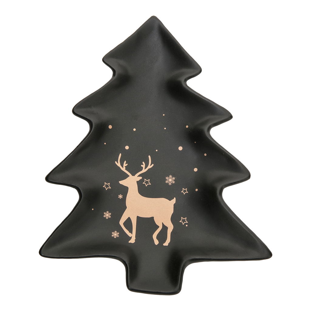 Patera świąteczna CHOINKA czarna 16x12,5 cm