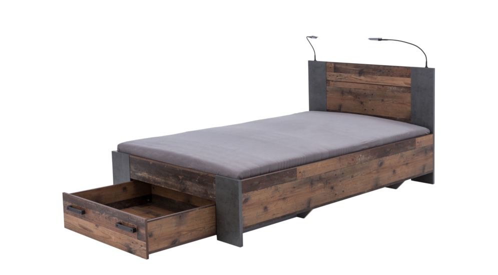Szuflada do łóżka loft efekt starego drewna CLIF