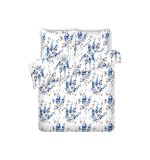 Komplet pościeli FLORIT niebieskie kwiaty 220x200 cm