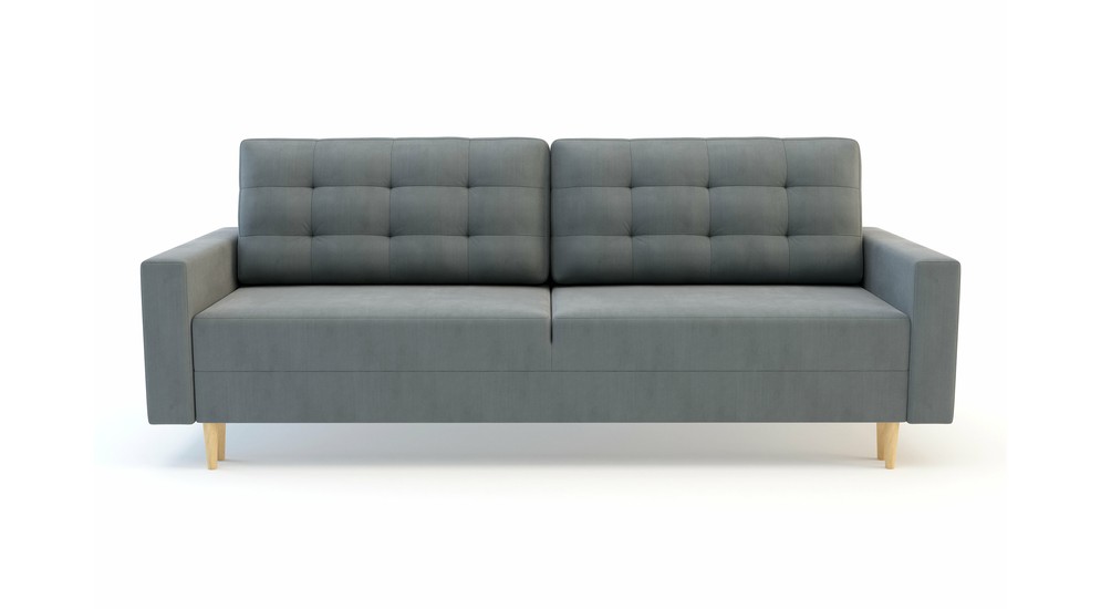 Sofa szara welurowa pikowana WALENCJA