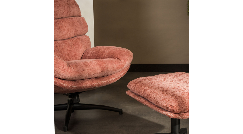 Fotel wypoczynkowy z podnóżkiem różowy DEFIT