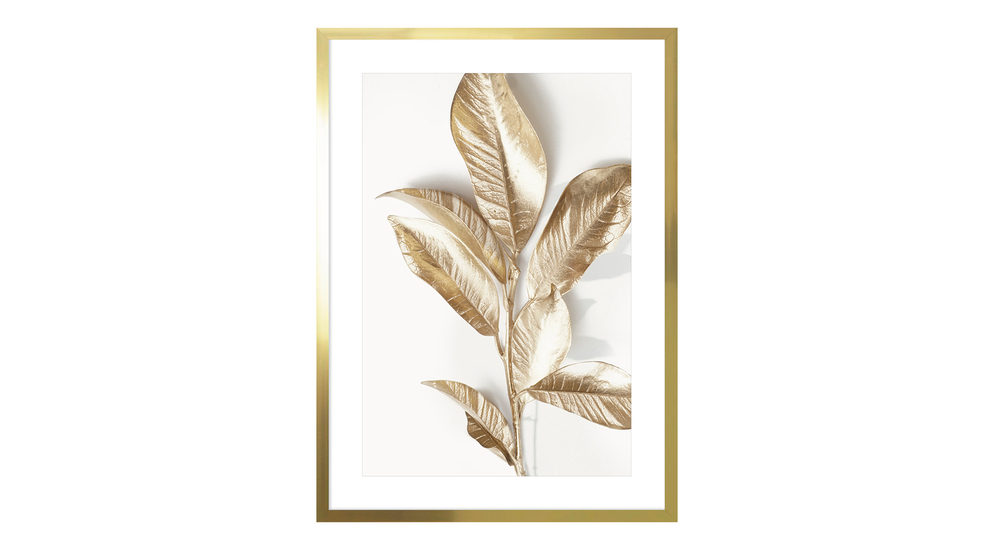 Obraz złote liście w złotej ramie GOLDEN LEAVES II 53x73 cm