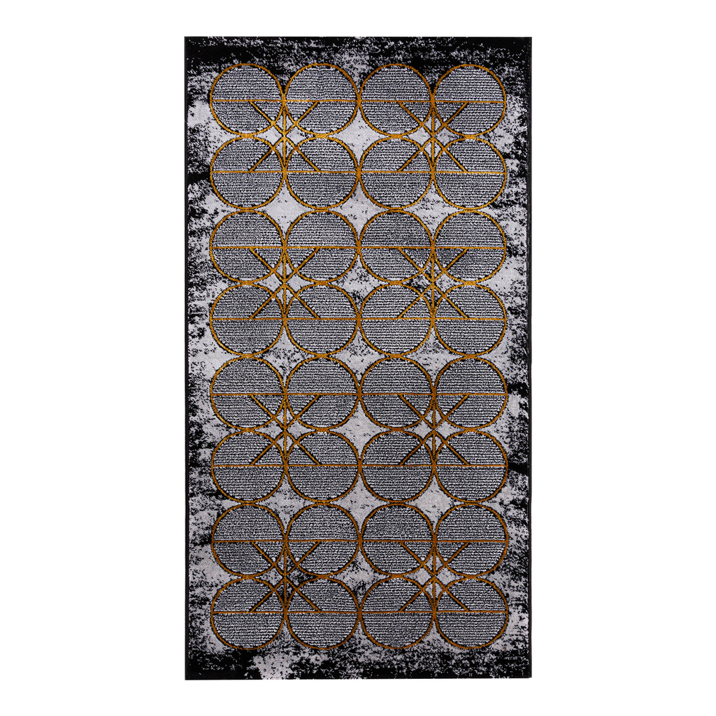Dywan ze złotym wzorem w koła GRANDE  80x150 cm