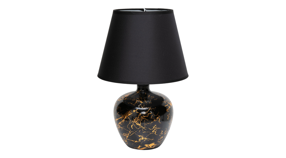 Lampa stołowa czarno - złota z efektem marmuru