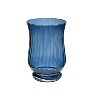 Świecznik szklany niebieski OPTYK 20,5 cm