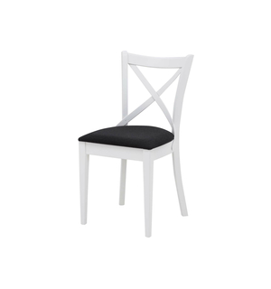 Krzesło drewniane białe, z czarnym siedziskiem FRESCO