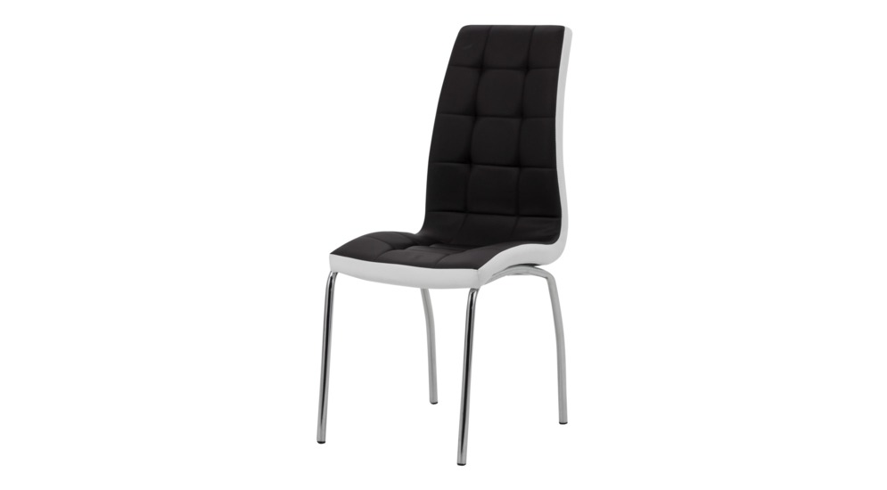 Krzesło tapicerowane czarno-białe z ekoskóry CARO