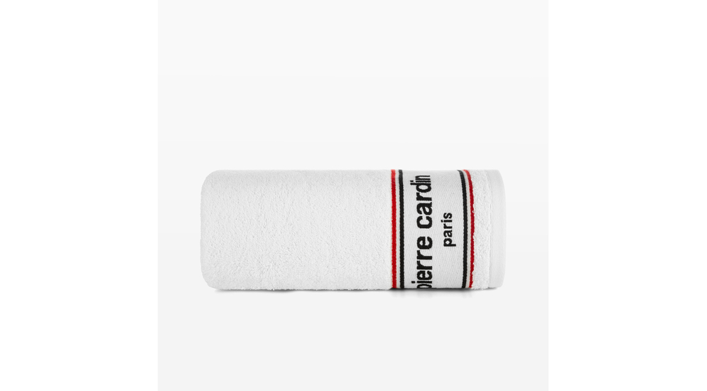 Biały ręcznik z bawełny z napisem pierre cardin