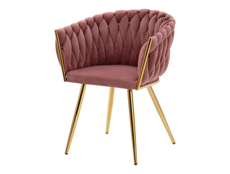 Krzesło welurowe na złotych nogach różowe LIANA