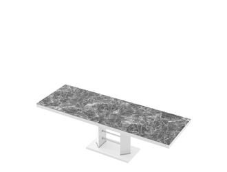 Stół rozkładany LINOSA LUX biały / nadruk czarny marmur połysk