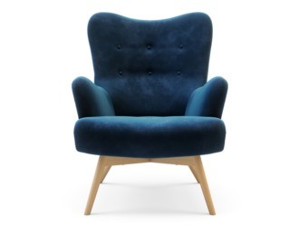 Fotel welurowy niebieski ZELE