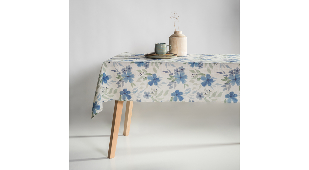 Obrus na stół do jadalni w niebieskie polne kwiaty