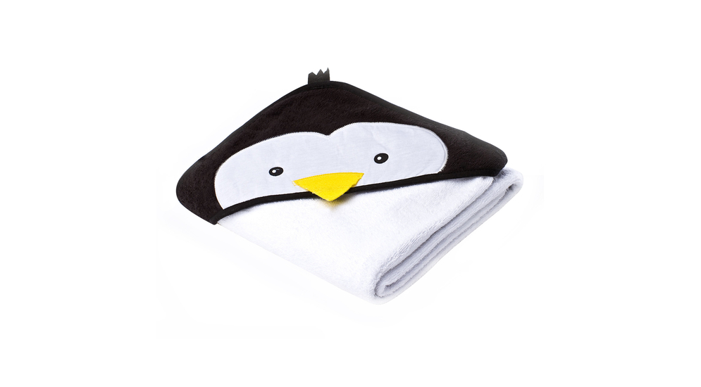 Ręcznik okrycie kąpielowe dla niemowląt z kapturem SILLO PINGWIN 100x100 cm