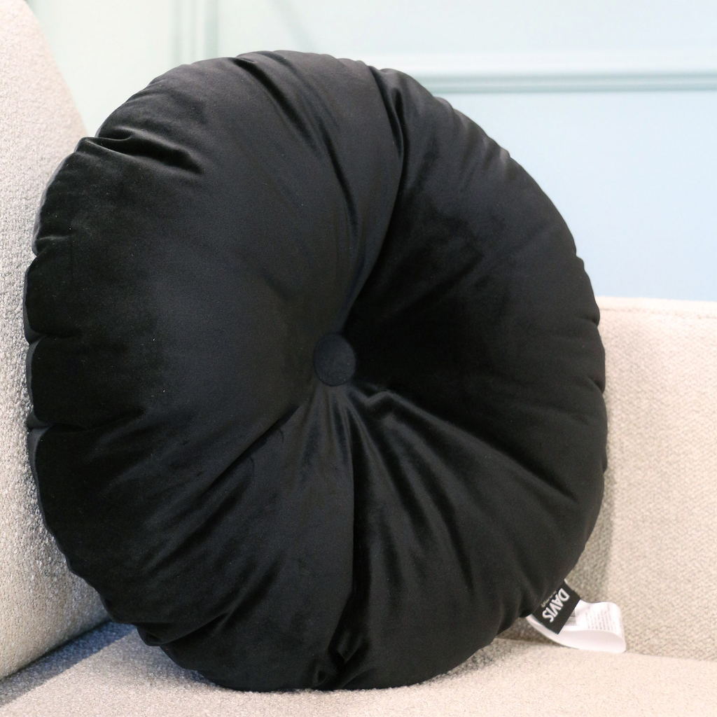 Poduszka okrągła welurowa czarna CIRCLET 40 cm