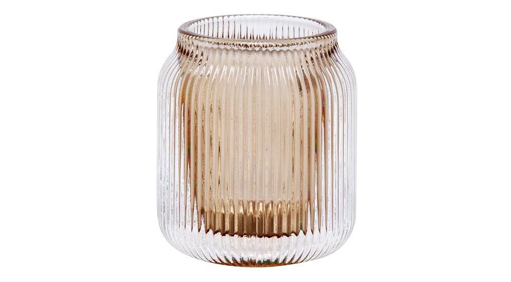Świecznik szklany prążkowany na 1 tealighta 7,5 cm MIX KOLORÓW