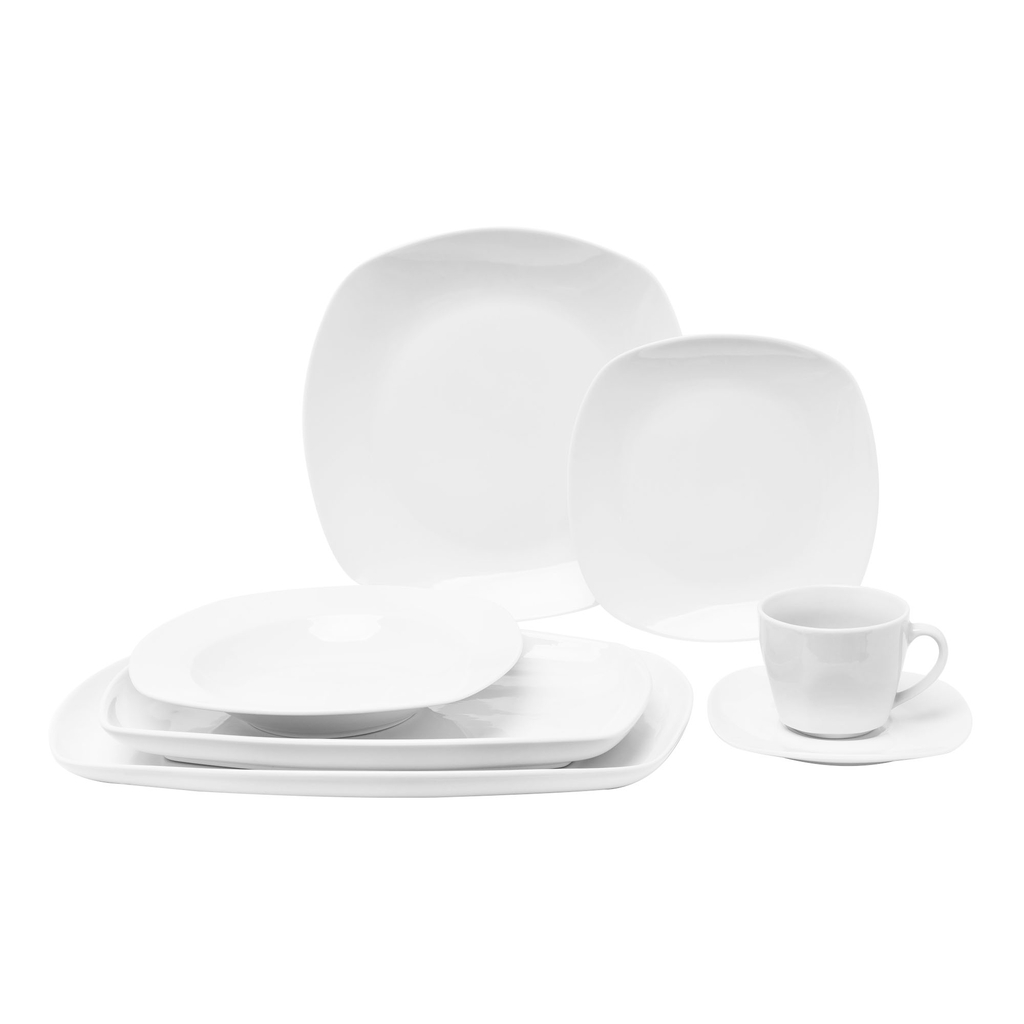 Talerz obiadowy porcelanowy QUADRO biały 26,7x20,5 cm