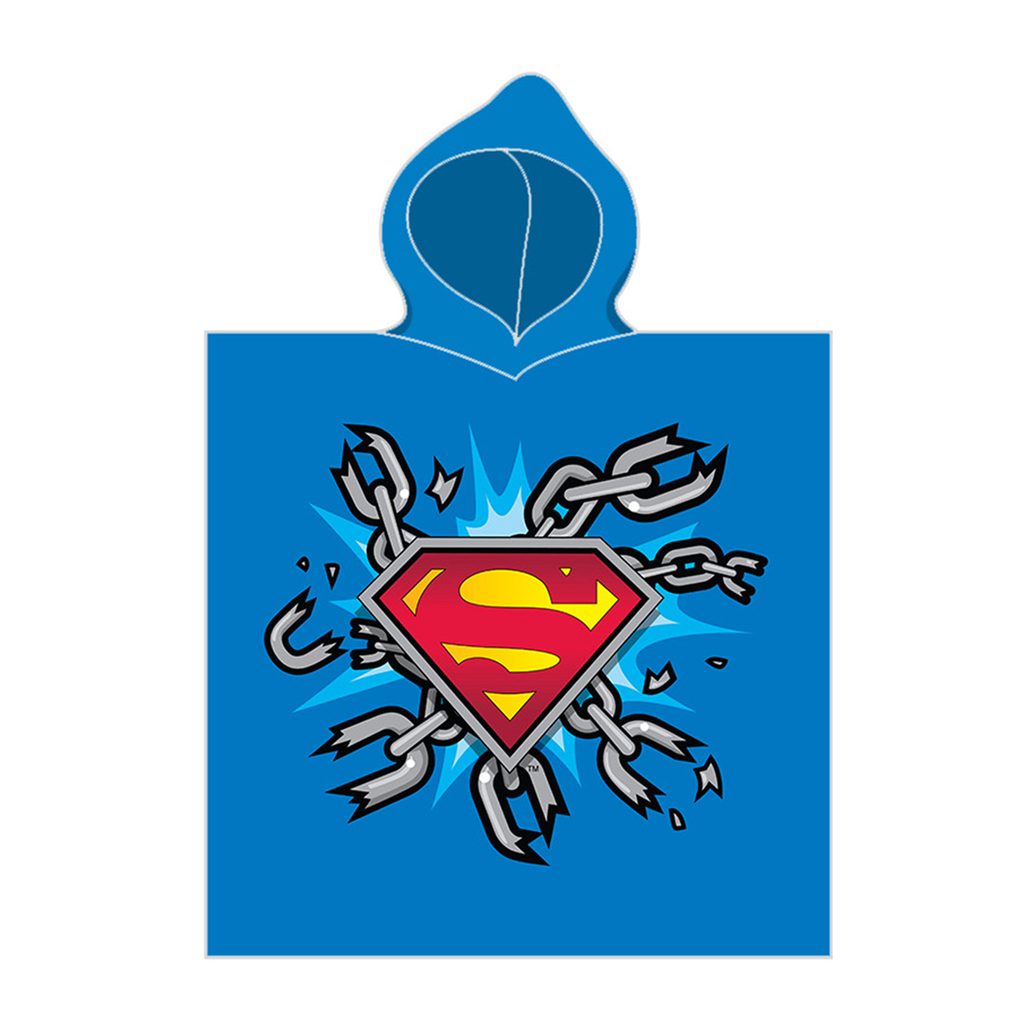 Niebieskie poncho dla dziecka ze wzorem supermana