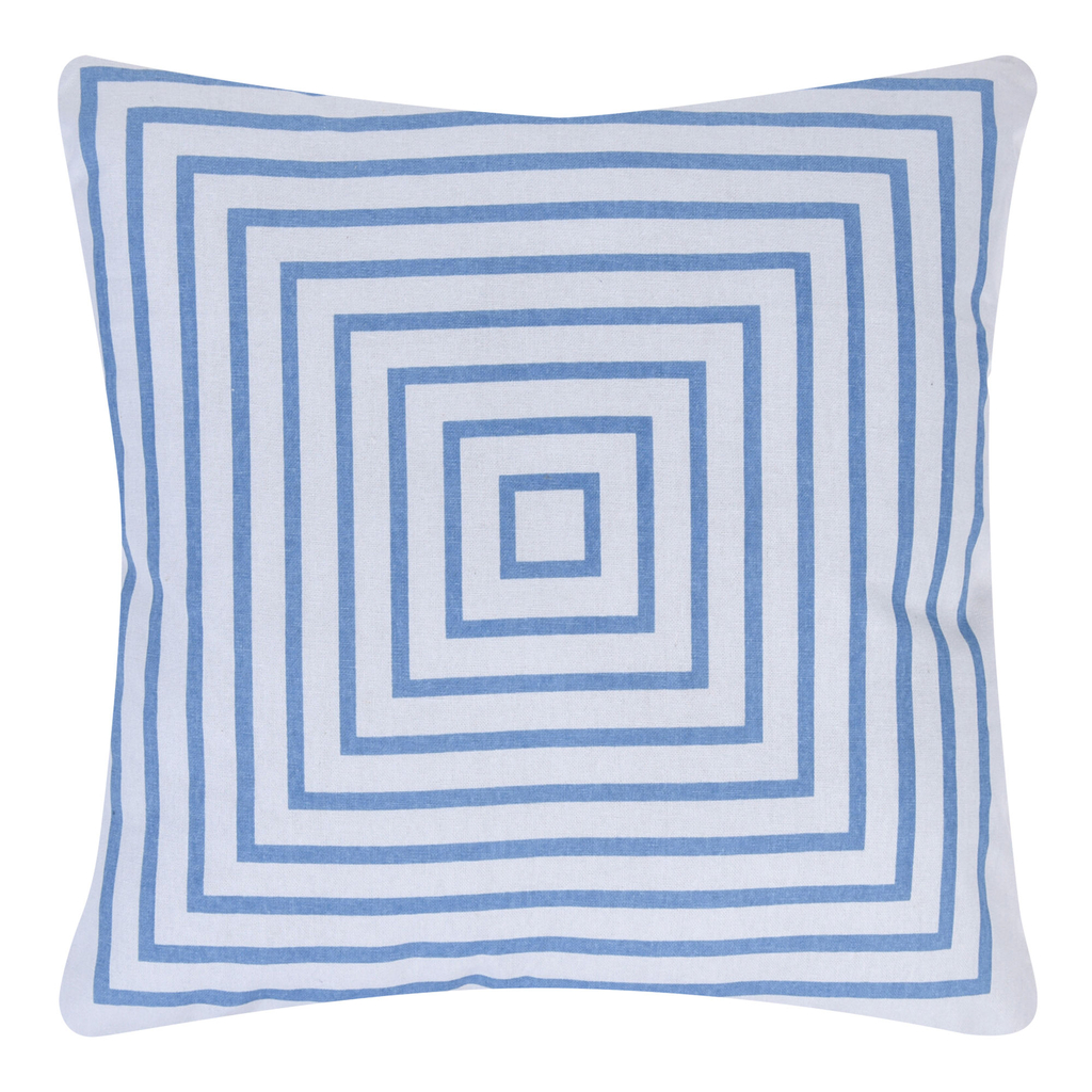 Poduszka na meble ogrodowe 40x40 cm, bawełniana, niebiesko-biała