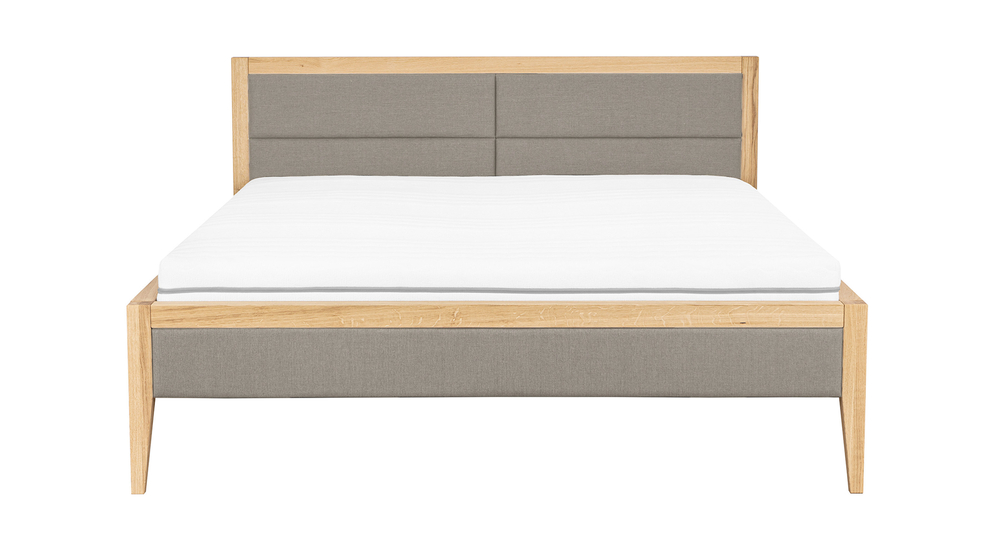 Dębowa rama łóżka beż LUNA 160x200 cm
