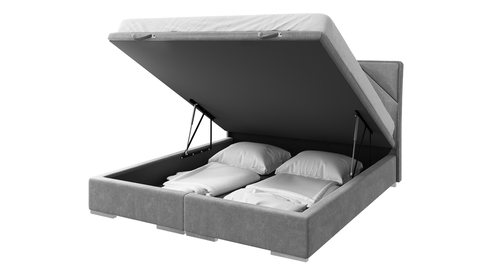 Łóżko kontynentalne szare LEONARDO 160x200 cm