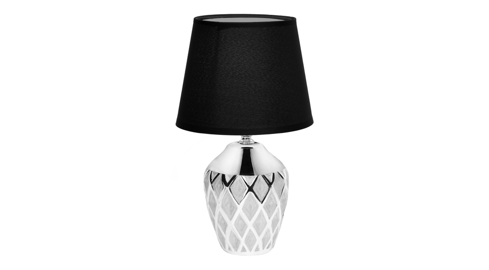 Lampa stołowa czarno - srebrna, ceramiczna podstawa