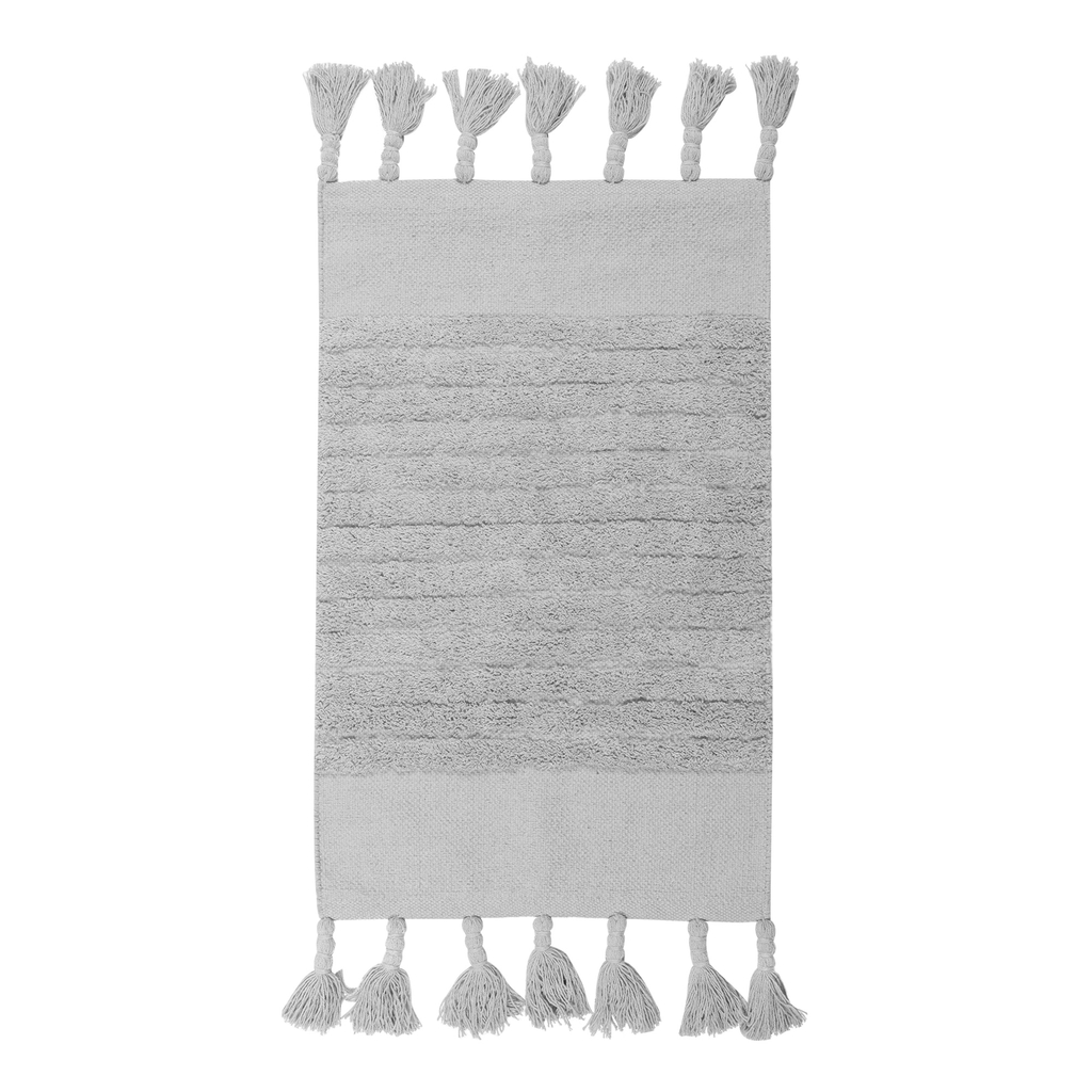 Dywanik bawełniany z frędzlami szary BOHO 50x80 cm 