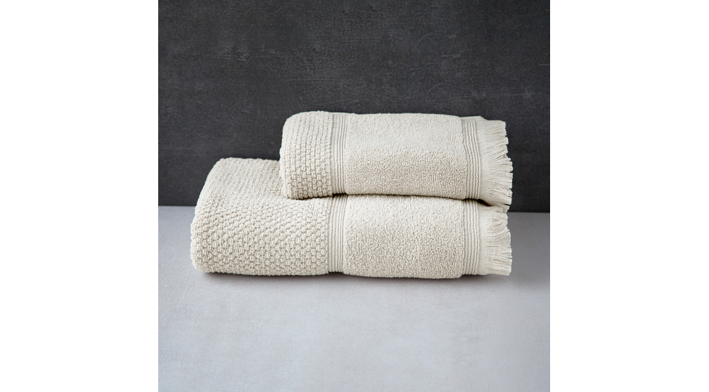 Ręczniki bawełniane z frędzlami o naturalnym odcieniu
