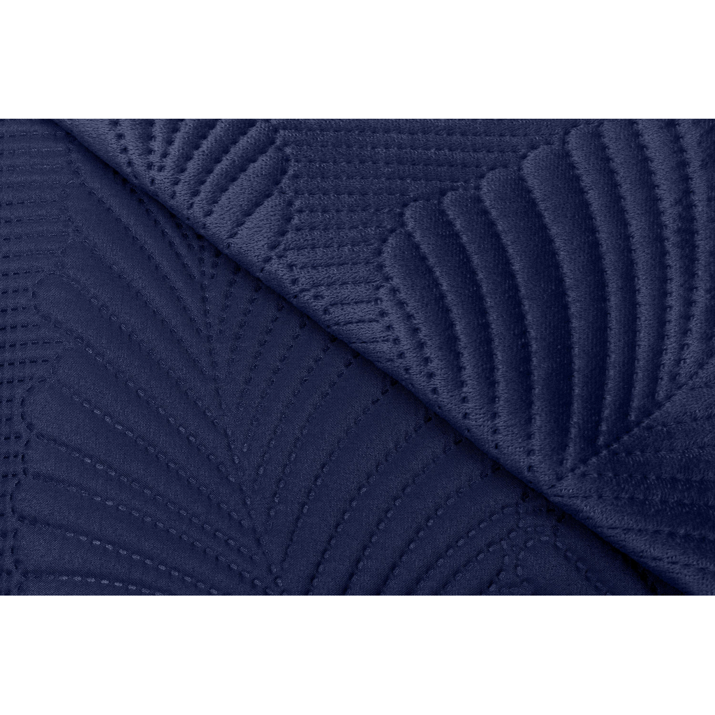 Narzuta na łóżko pikowana w liście ciemnoniebieska FERN 180x200 cm