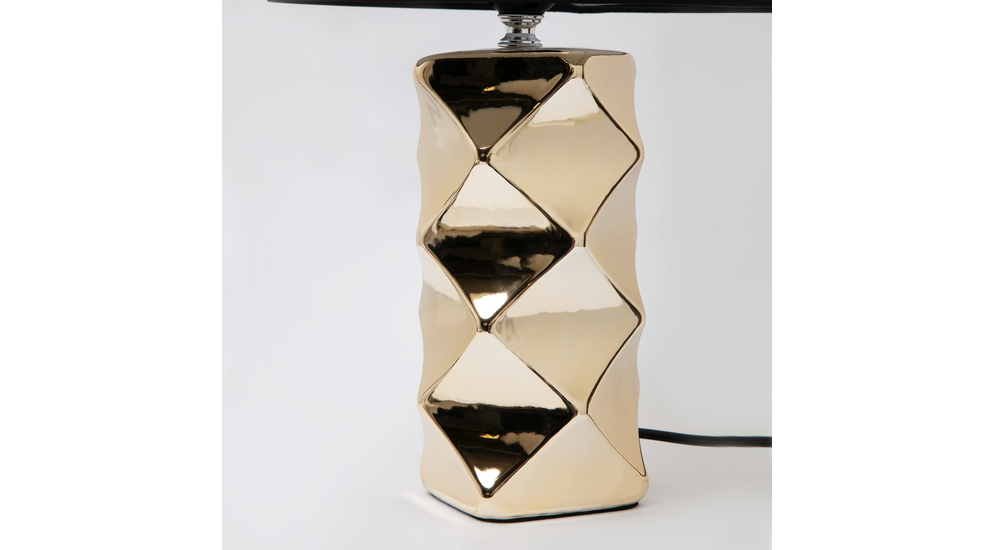 Lampa stołowa ceramiczna  geometric czarno-złota 40 cm