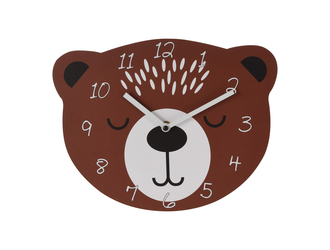 Zegar ścienny do pokoju dziecięcego brązowy MIŚ 27,5x31 cm