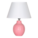 Lampa stołowa z abażurem różowo-biała 35,5 cm