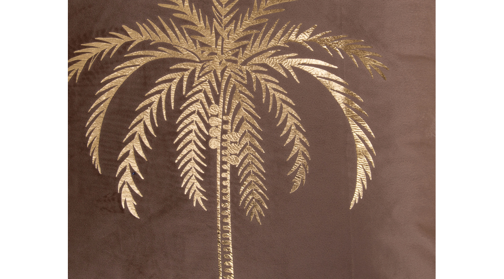 Poszewka welurowa beżowa ze złotą palmą PALOMA 45x45 cm
