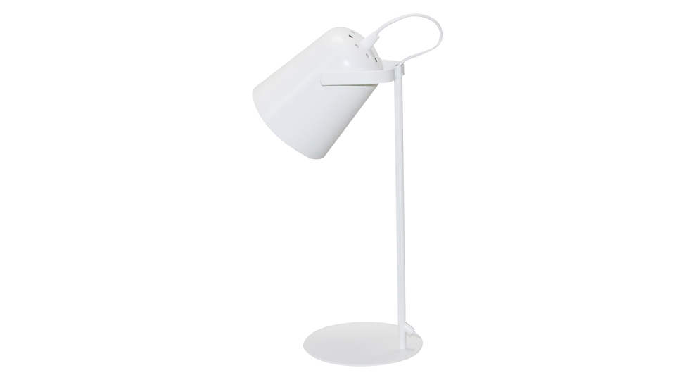 Lampa biurkowa z regulowanym kloszem biała