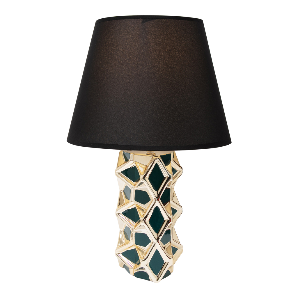 Lampa stołowa ceramiczna zielono-złota, 38 cm