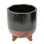 Osłonka dekoracyjna ceramiczna czarno-brązowa 16,4 cm